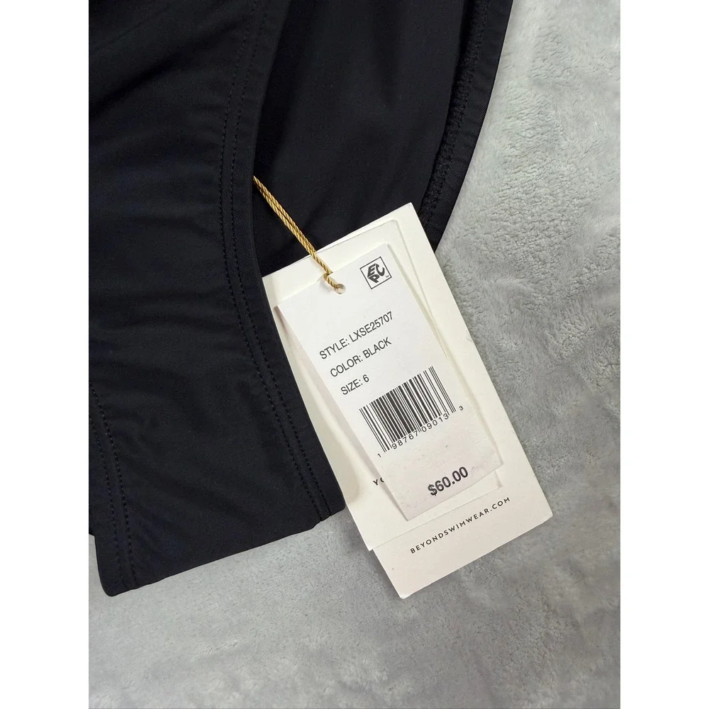 NWT Beyond Control Bikini Bottoms Womens Black Tummy Control Sculpting 6 $60